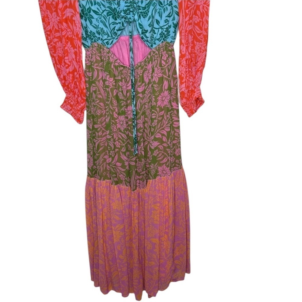 Farm Rio Cut Out Flowy Maxi Long Sleeve Maxi Dress Women Size M BLEMISH - Picture 2 of 7